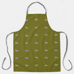 Delantal con estampado total de ganso Gris Oliva