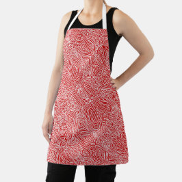 Delantal con estampado total de garabato rojo