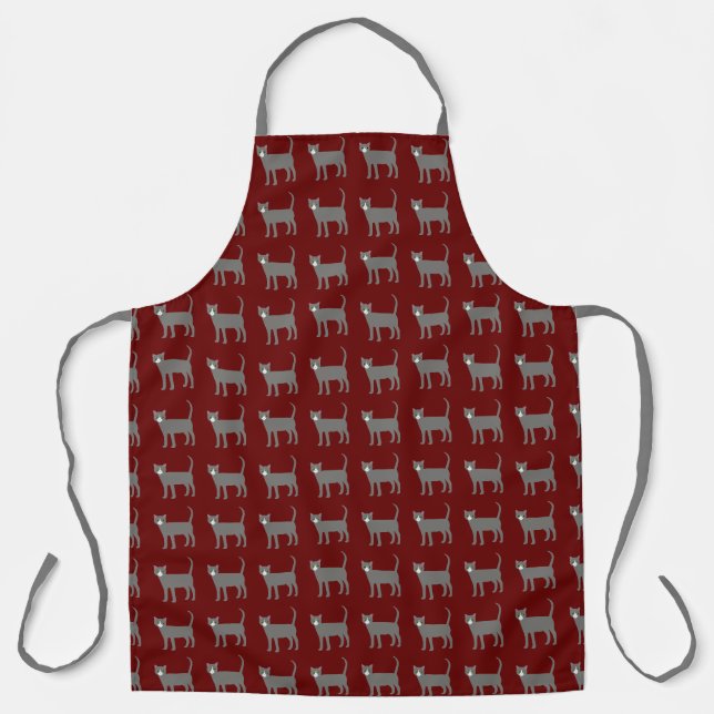 Delantal con estampado total de gato gris de Borgo (Anverso)