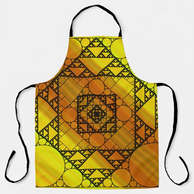 Delantal con estampado total de geometría fractal (Anverso)