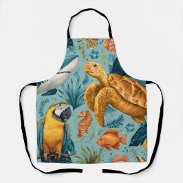 Delantal con estampado total de Isla del Palmito r