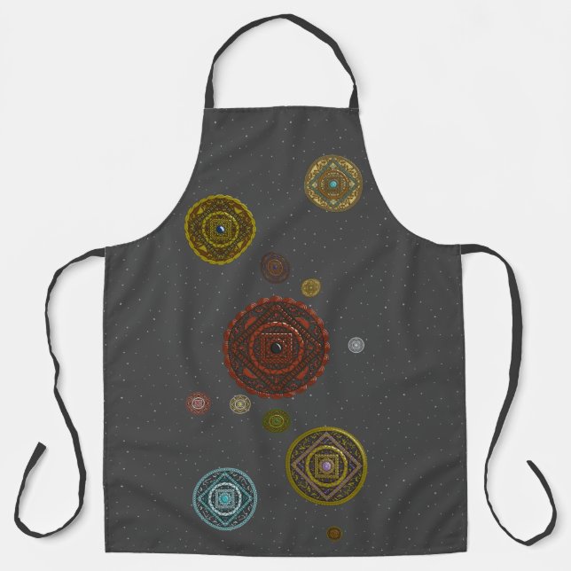 Delantal con estampado total de Mandalas del Zodia (Anverso)