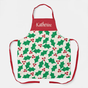 Delantal con estampado total de Navidad Holly Berr