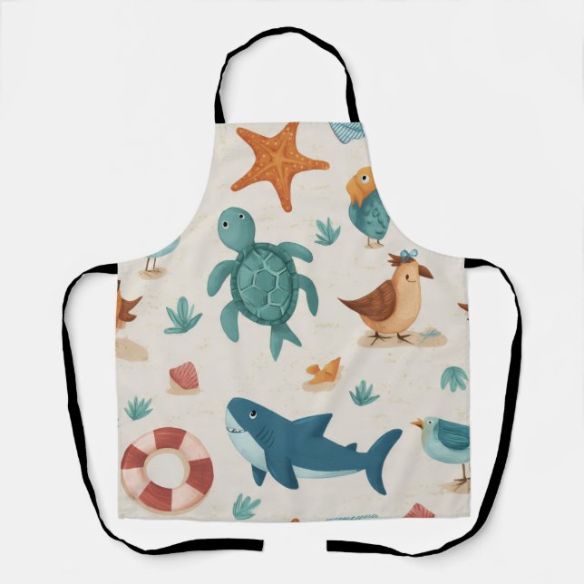 Delantal con estampado total de paseo por la playa (Anverso)