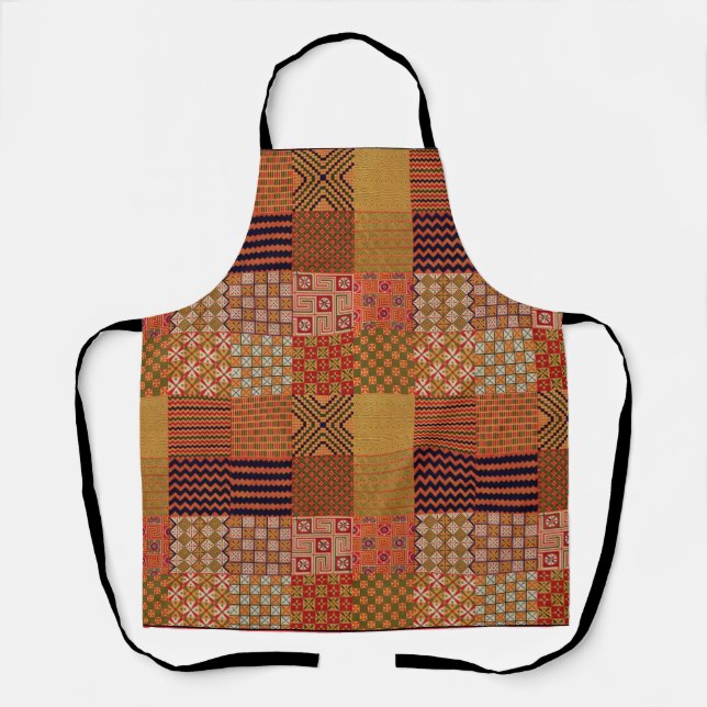 Delantal con estampado total de patrón de colcha-1 (Anverso)