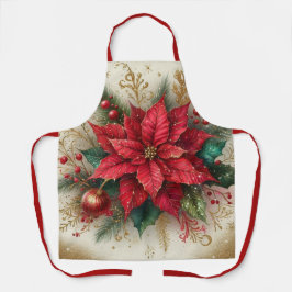 Delantal con estampado total de poinsettia roja de
