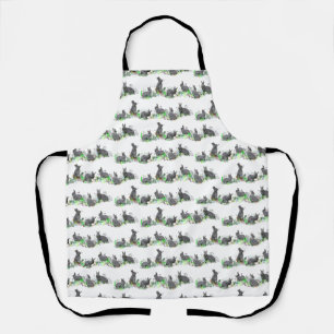 Delantal con estampado total de prado de conejos