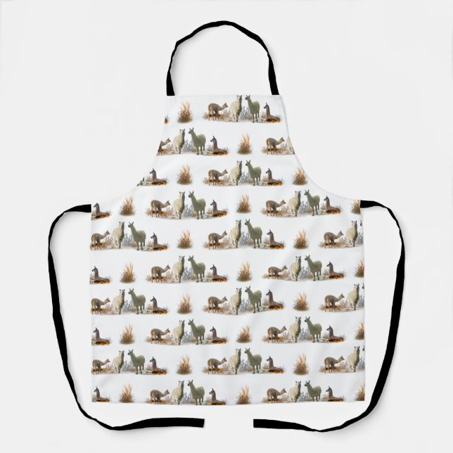 Delantal con estampado total de prado de llamas (e (Anverso)