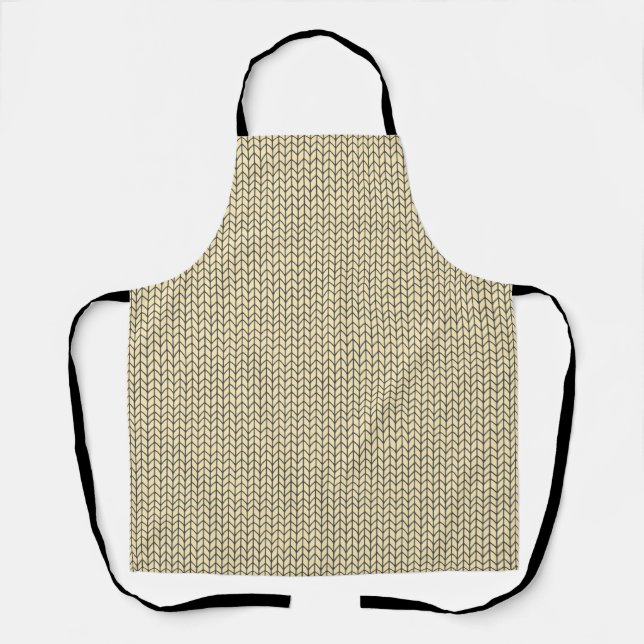 Delantal con estampado total de punto crema negro (Anverso)