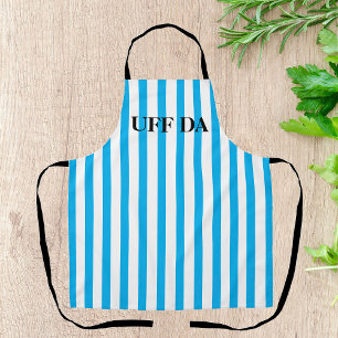 Delantal con Estampado Total de Rayas Azul Turques