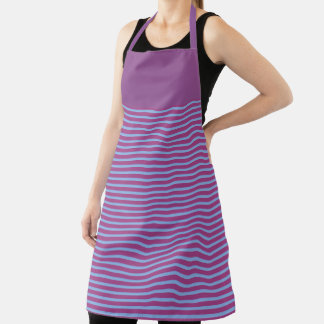 Delantal con estampado total de rayas malva bonito