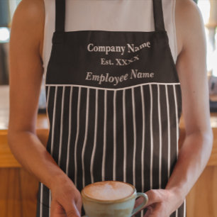 Delantal con Estampado Total de Rayas Negras y Gri