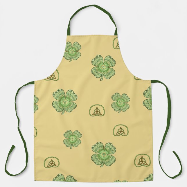 Delantal con estampado total de trébol celta (Anverso)