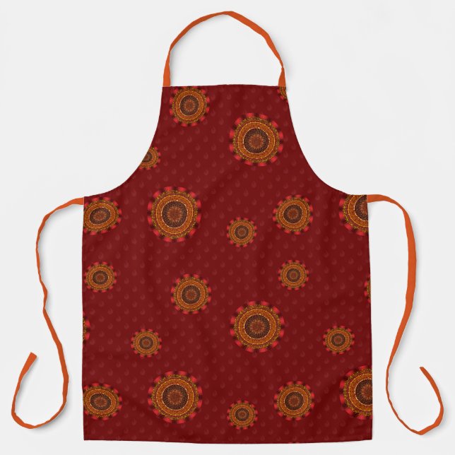 Delantal con estampado total Fire Mandala (Anverso)