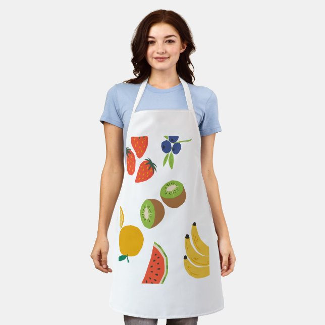 Delantal con estampado total, Frutas medianas  (Gastado)