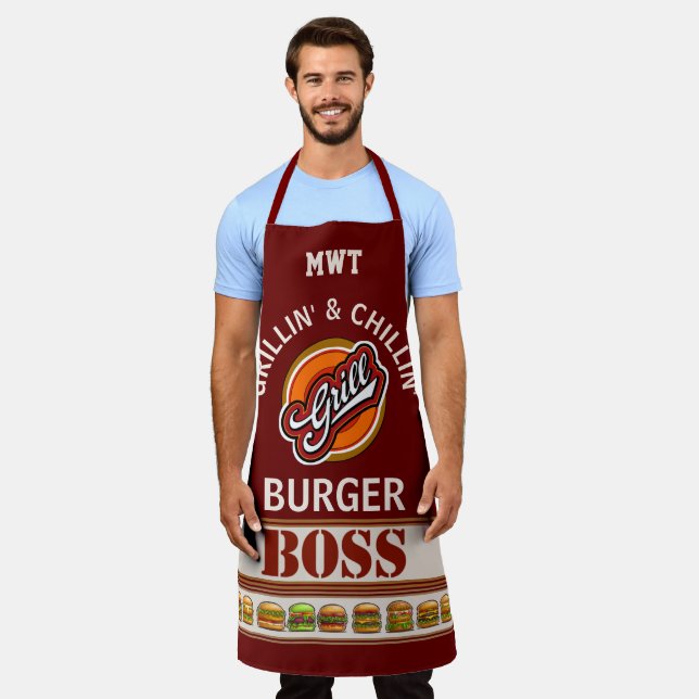 Delantal con Estampado Total Grill Burger Boss (Gastado)