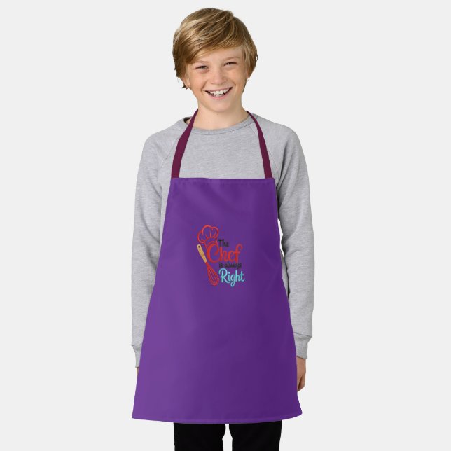 Delantal con estampado total morado para niños (Gastado)