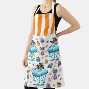 Delantal con Estampado Total Naranja Rayas Perro G