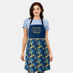 Delantal con Estampado Total Navy Turquesa