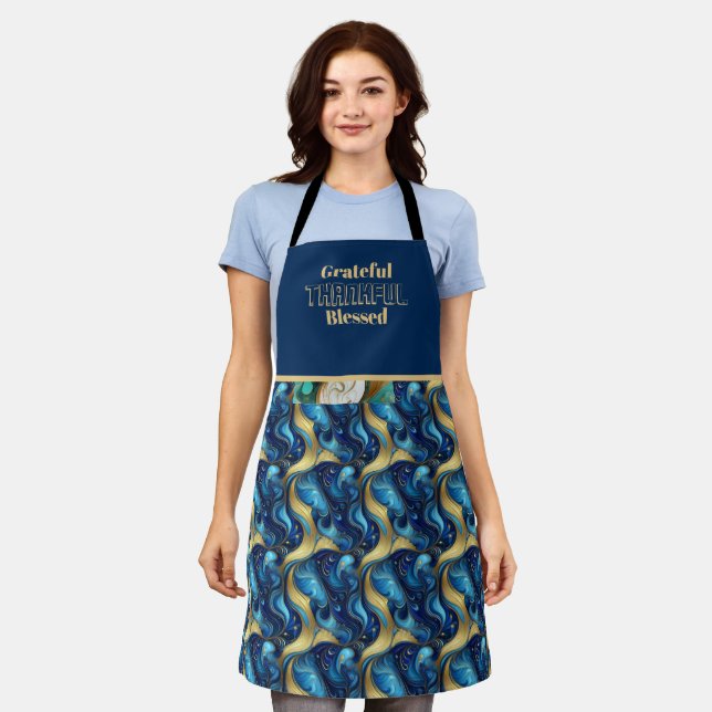 Delantal con Estampado Total Navy Turquesa (Gastado)