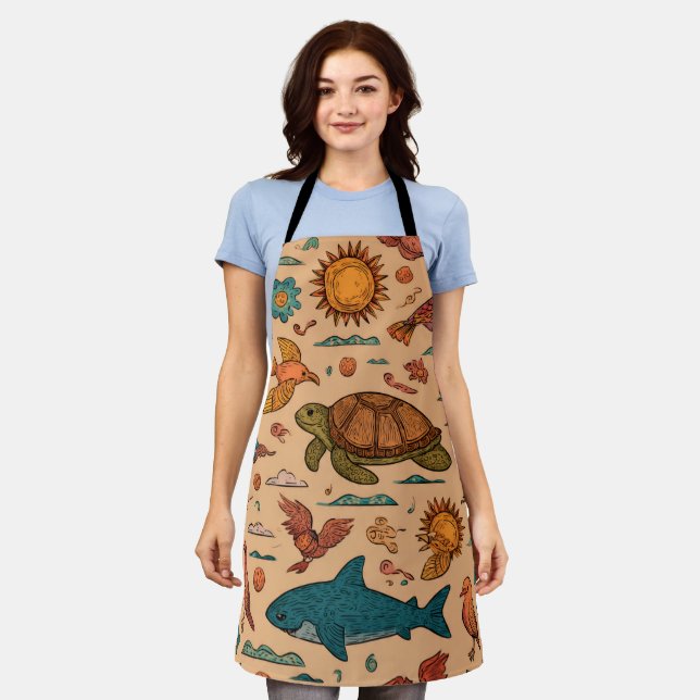 Delantal con estampado total Tropical Wander (Gastado)