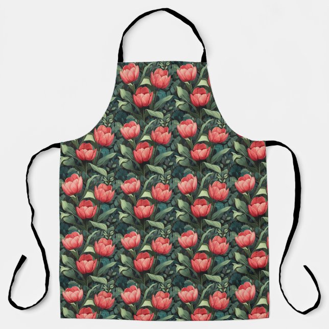 Delantal con Flores Tulipanes Delantal de Cocina F (Anverso)