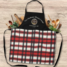 Delantal con foto personalizada de cuadros negros 