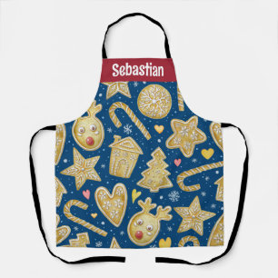 Delantal con Impresión de Galletas de Navidad con
