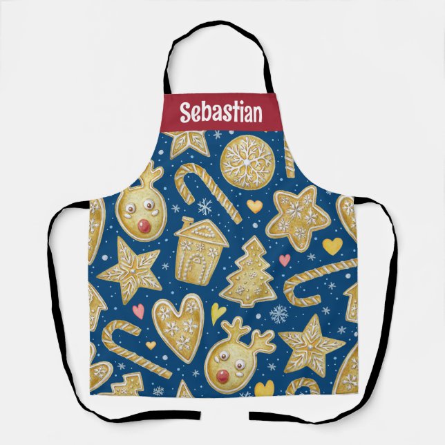 Delantal con Impresión de Galletas de Navidad con  (Anverso)