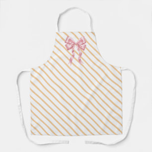 Delantal con lazo coqueto rosa y rayas naranjas