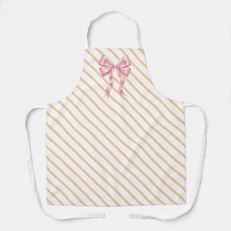 Delantal con lazo coqueto rosa y rayas naranjas
