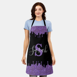 Delantal con Monograma de Purpura y Negro con Bril