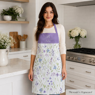 Delantal con Monograma Floral Púrpura