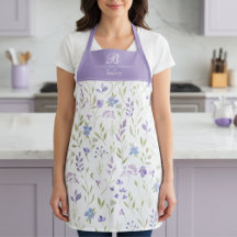 Delantal con Monograma Floral Púrpura
