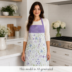 Delantal con Monograma Floral Púrpura