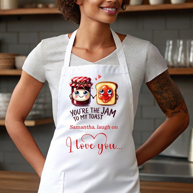 Delantal con nombre personalizado, comida de dibuj (Custom Name Cartoon Food Romantic Gift Apron)