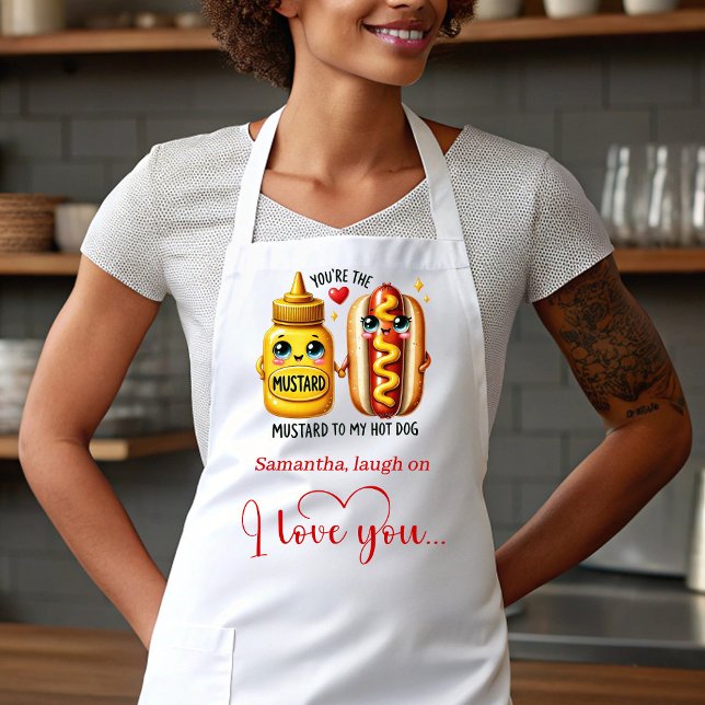 Delantal con nombre personalizado, comida linda, m (Custom Name Cute Food Best Valentine Gift Apron)