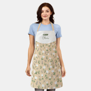 Delantal con nombre personalizado – Estampado flor