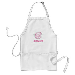 Delantal con nombre personalizado, girasol fucsia
