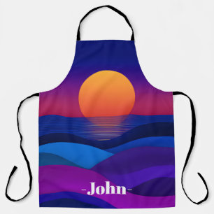 Delantal con nombre personalizado Sunset Purple & 