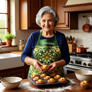 Delantal Con nombre propio 💚 💛 olivos y azulejos amarillo