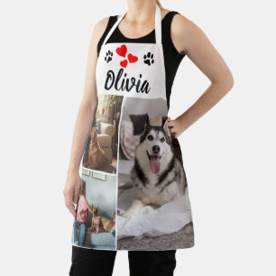 Delantal con nombre y collage de fotos de mascotas