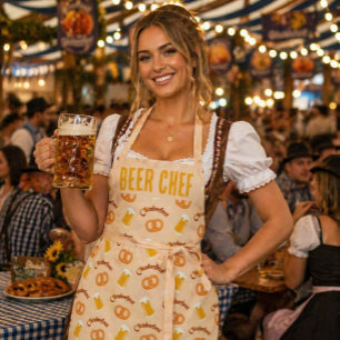 Delantal con patrón de cerveza y pretzel personali