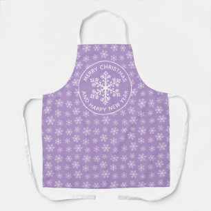 Delantal con patrón de copo de nieve púrpura