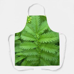Delantal con patrón de hoja botánica verde