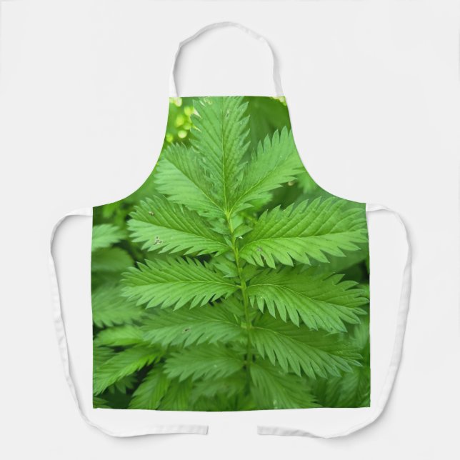 Delantal con patrón de hoja botánica verde (Anverso)