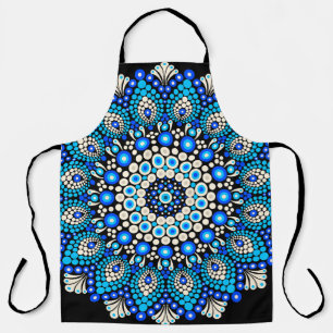 Delantal con Patrón de Mandala Azul Decoración Boh