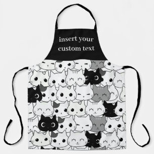 Delantal con patrón divertido de gatos kawaii mode
