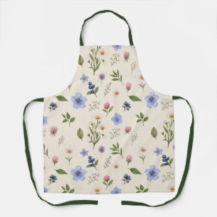 Delantal con patrón floral botánico de flores silv