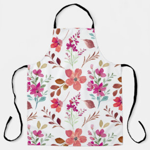 Delantal con patrón floral de acuarela pastel de p